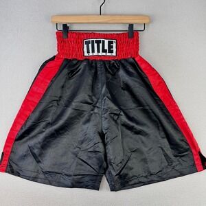 TITLE Boxing Trunks Shorts Men Medium Black Satin Dazzle Training Retro‎ Vintage
